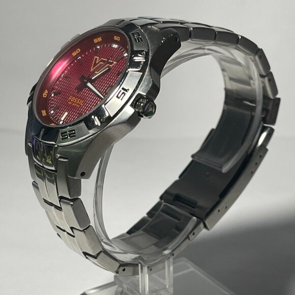 Virginia Tech Hokies NCAA Stainless-Steel Men's Watch by Fossil NEW (RARE) - Picture 2 of 6